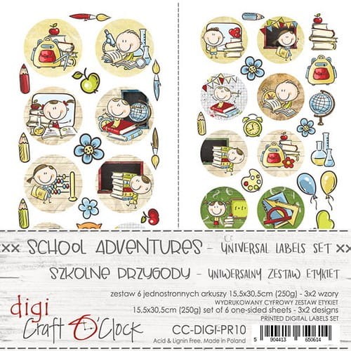 Zestaw Etykiet do Scrapbookingu Craft O.Clock - School Adventures