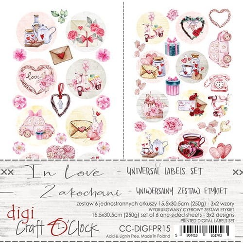 Zestaw Etykiet do scrapbookingu Craft O'Clock - In Love
