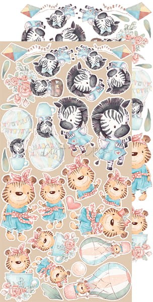 Zestaw dodatków do scrapbookingu Craft O'Clock - Safari Friends - Dziewczynka