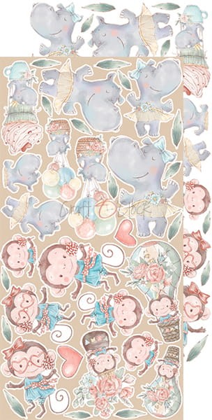 Zestaw dodatków do scrapbookingu Craft O'Clock - Safari Friends - Dziewczynka