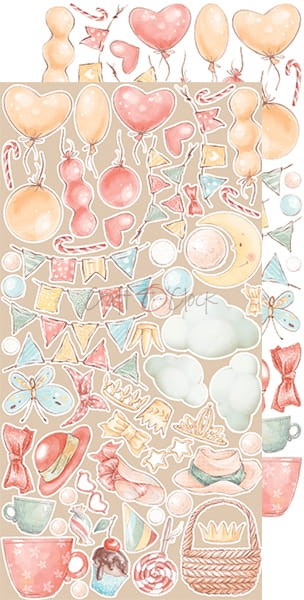 Zestaw dodatków do scrapbookingu Craft O'Clock - Safari Friends - Dziewczynka