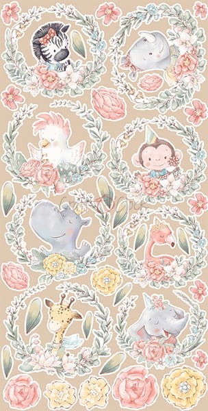 Zestaw dodatków do scrapbookingu Craft O'Clock - Safari Friends - Dziewczynka