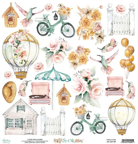 Arkusz elementów do wycinania do scrapbookingu Mintay Papers - JOY OF LIFE 30x30.webp