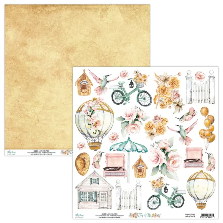 Arkusz elementów do wycinania do scrapbookingu Mintay Papers - JOY OF LIFE 30x30 1.webp