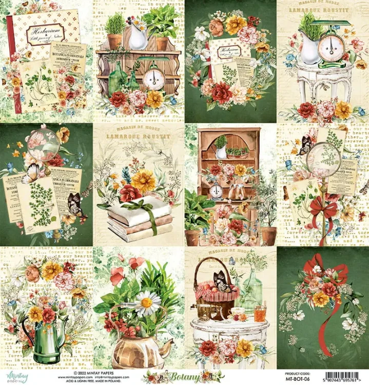 Arkusz papieru do scrapbookingu Mintay Papers - BOTANY 6 30x30.webp
