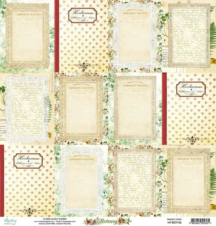 Arkusz papieru do scrapbookingu Mintay Papers - BOTANY 6 30x30 2.webp