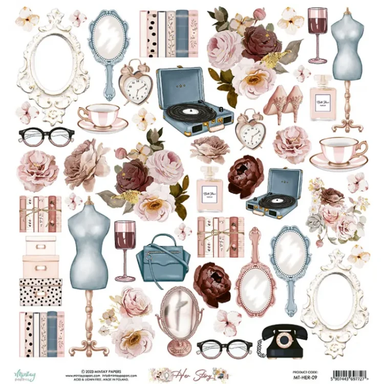 Elementy do wycinania do scrapbookingu Mintay Papers - HER STORY 30x30.webp