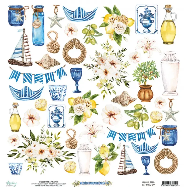 Zestaw papierów do scrapbookingu Mintay Papers - MEDITERRANEAN HEAVEN 30x30 1.webp