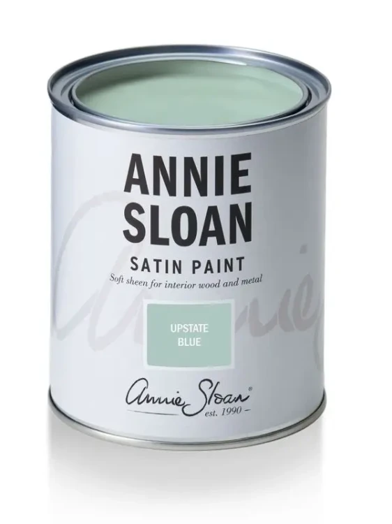Upstate-blue-farba-satynowa-annie-sloan-750 ml - widok otwartej puszki z kolorem