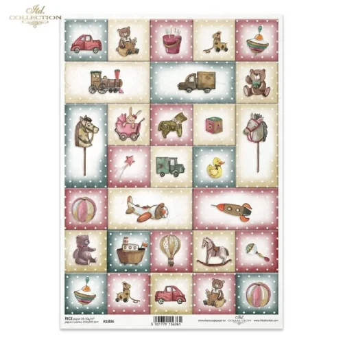 Papier-ryzowy-do-decoupage-Itd-Collection-A4 - Zabawki-R1806.webp