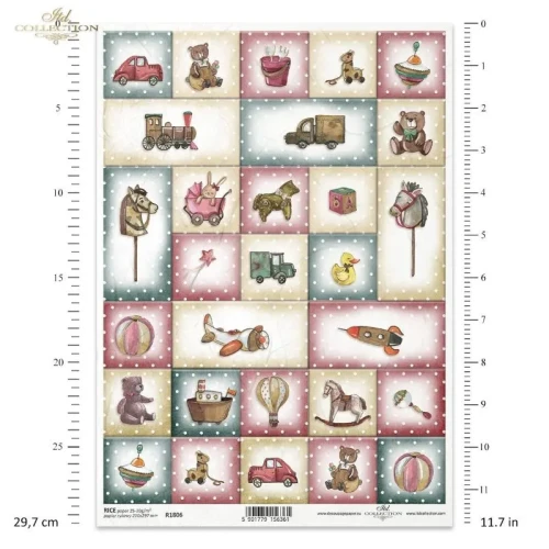Papier-ryzowy-do-decoupage-Itd-Collection-A4 - Zabawki-R1806-1.webp
