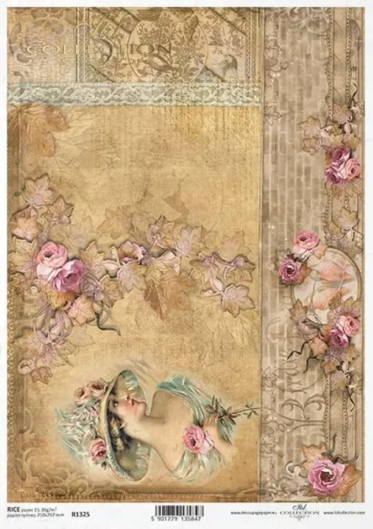 Papier-ryzowy-do-decoupage-Itd-Collection-A4 - tlo-vintage-R1325.webp
