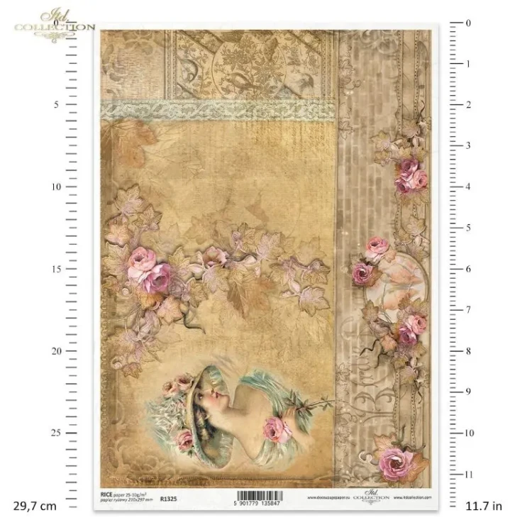 Papier-ryzowy-do-decoupage-Itd-Collection-A4 - tlo-vintage-R1325-1.webp
