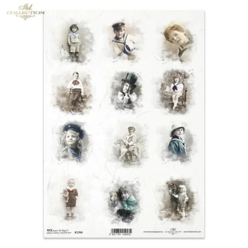 Papier ryżowy do decoupage Itd Collection A4 - dzieci-sty-vintage R1769.webp