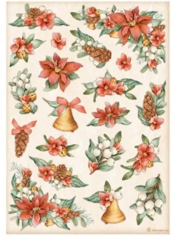Stamperia-A4-Rice-Paper-All-Round-Christmas-Poinsettia-and-Bells.webp