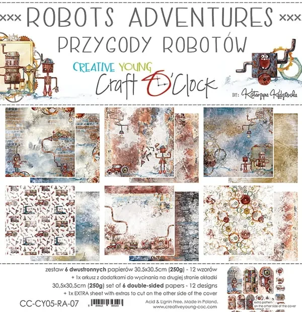 zestaw papieów-craft-o'clock-robots-adventures.webp